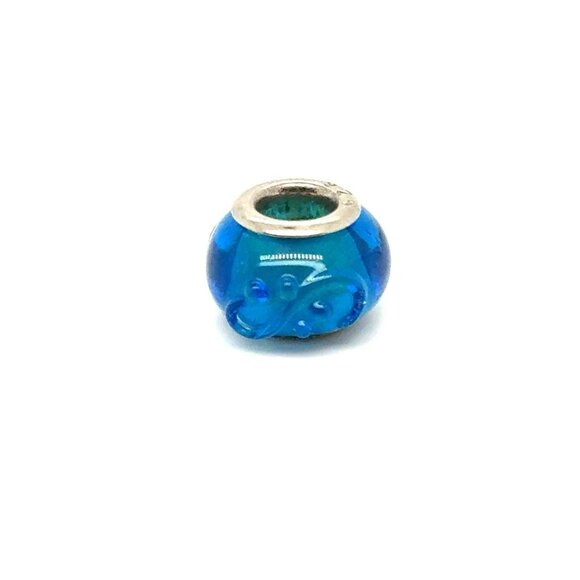 Silver 925 Swirl Dot Murano Glass Charm - Picture 1 of 6